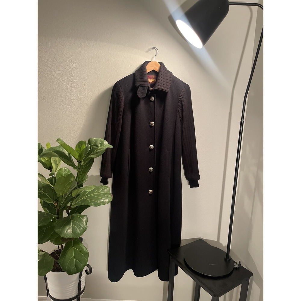 Chivalry Outerwear Full Black  Wool Full Length Duster Coat‎ Sz L